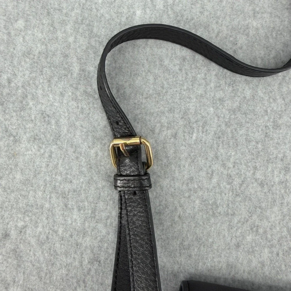 Vince Camuto Black Pebbled Leather Crossbody Bag Gold Toggle Saddle Bag - Picture 10 of 10